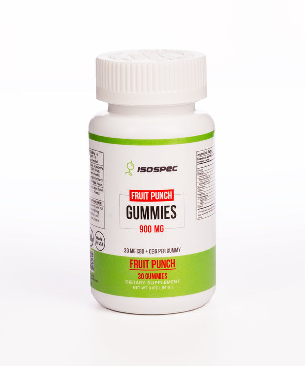 CBD + CBG Gummies (Fruit Punch) 900mg (30mg per/gummy), 30 count