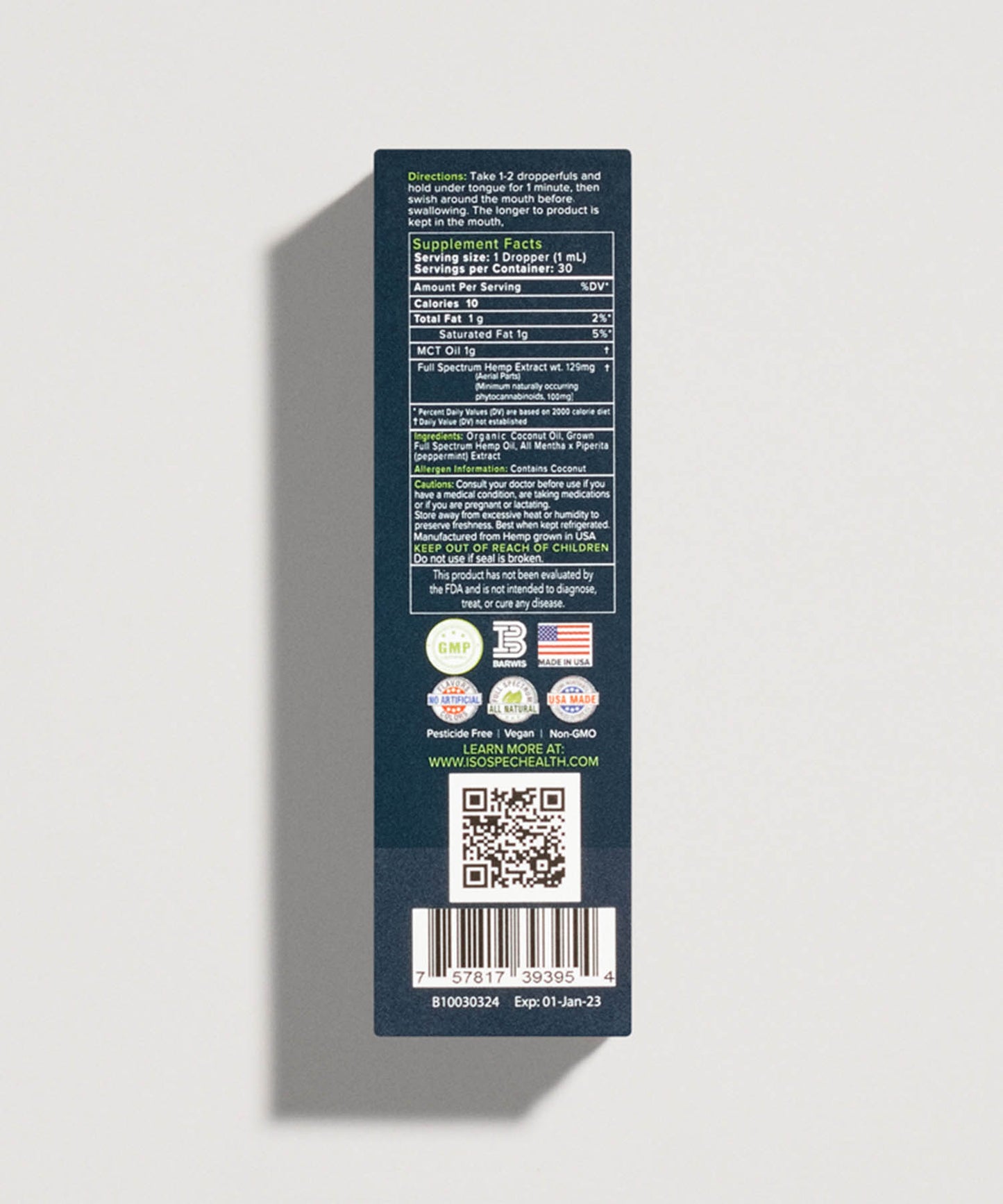 CBD Sublingual Tincture - Peppermint - Isospec Health