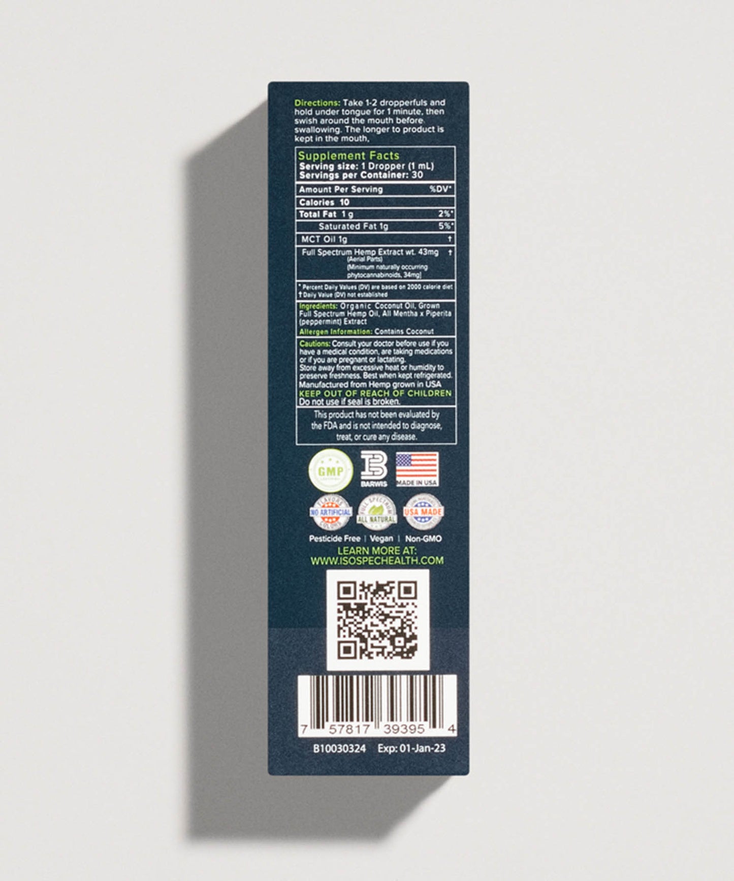 CBD Sublingual Tincture - Peppermint - Isospec Health