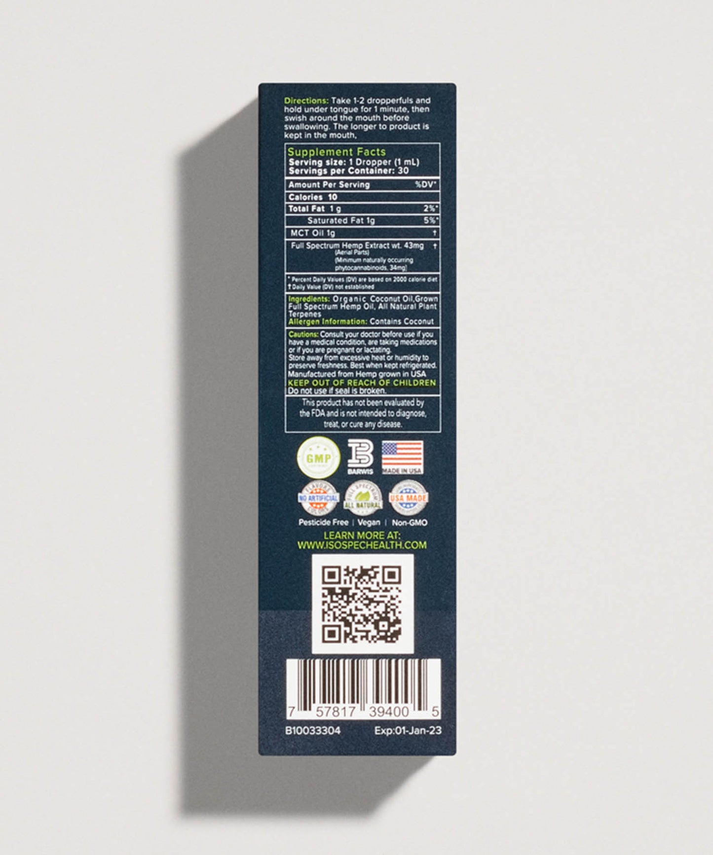 CBD Sublingual Tincture – Natural - Isospec Health