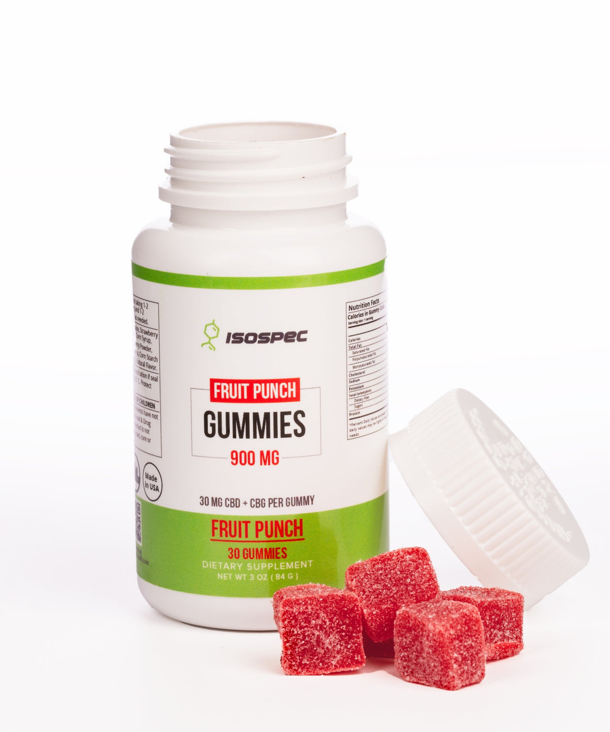 CBD + CBG Gummies (Fruit Punch) – 900mg (30mg per/gummy), 30 count